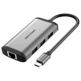 Docking Vention CNCHB USB-C HDMI 4K 3xUSB 1xUSB-C PD RJ45 Gris