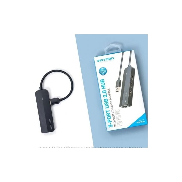 Docking Vention CHPBB 3xUSB 2.0/Micro USB PD/RJ45/Negro/ABS
