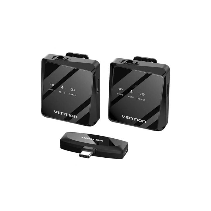 Micrófono Vention NCBB0 USB-C inalámbrico omnidireccional pack 2 clip cancelación de ruido