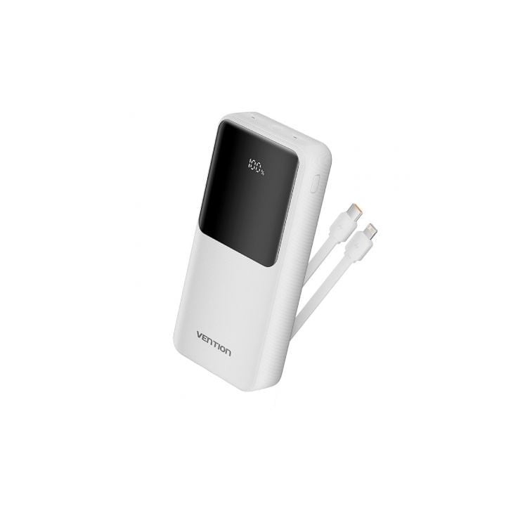Powerbank Vention FHPW0 20000mAh 22.5W Blanca USB-C USB-A Lightning Incluye Cable