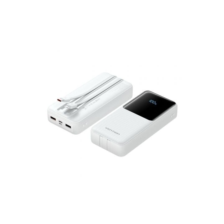 Powerbank Vention FHPW0 20000mAh 22.5W Blanca USB-C USB-A Lightning Incluye Cable