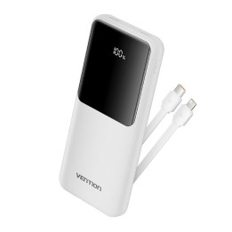 Vention FHOW0 PowerBank 10000mAhcon cable USB-C y Lightning Integrado 22.5W LED Display Blanco