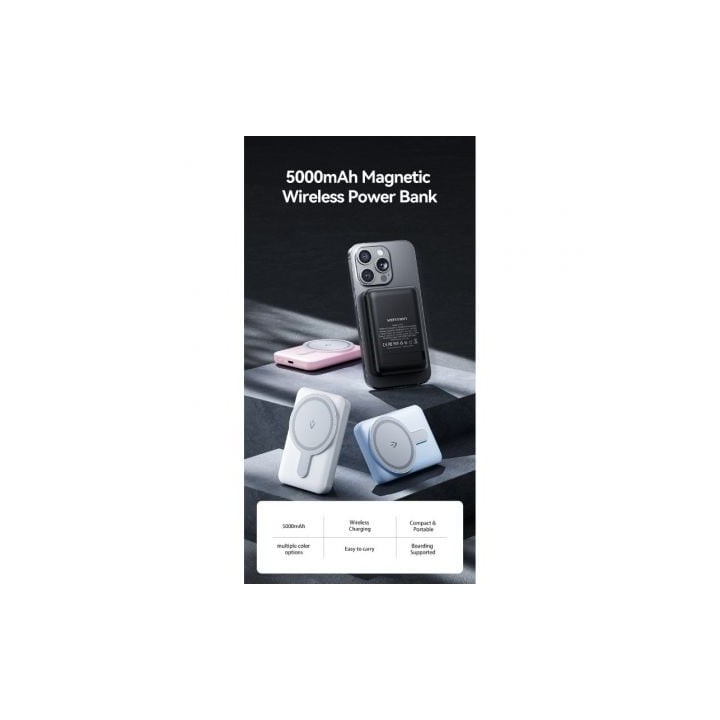 Powerbank Vention FHSL0 5000mAh 20W Wireless Magnético Display Azul