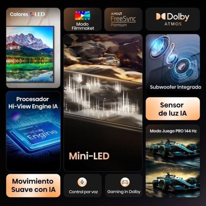 Hisense Mini LED 55E8Q 55″ 4K QLED 144Hz Dolby Vision Atmos Full Array Gaming PRO
