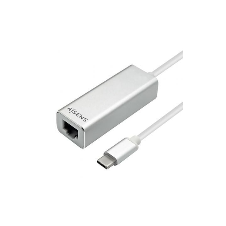 Adaptador AISENS A109-0341 USB-C a RJ45 1000Mbps Gigabit Plata 15cm