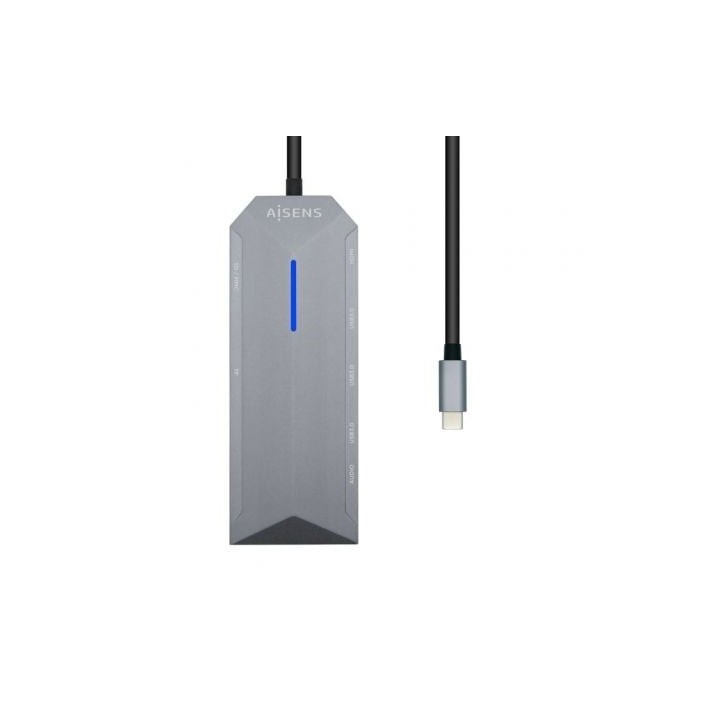 Dock USB-C AISENS ASUC-9P001-GR HDMI 4K/3xUSB 3.0/RJ45 Audio Lector SD Gris