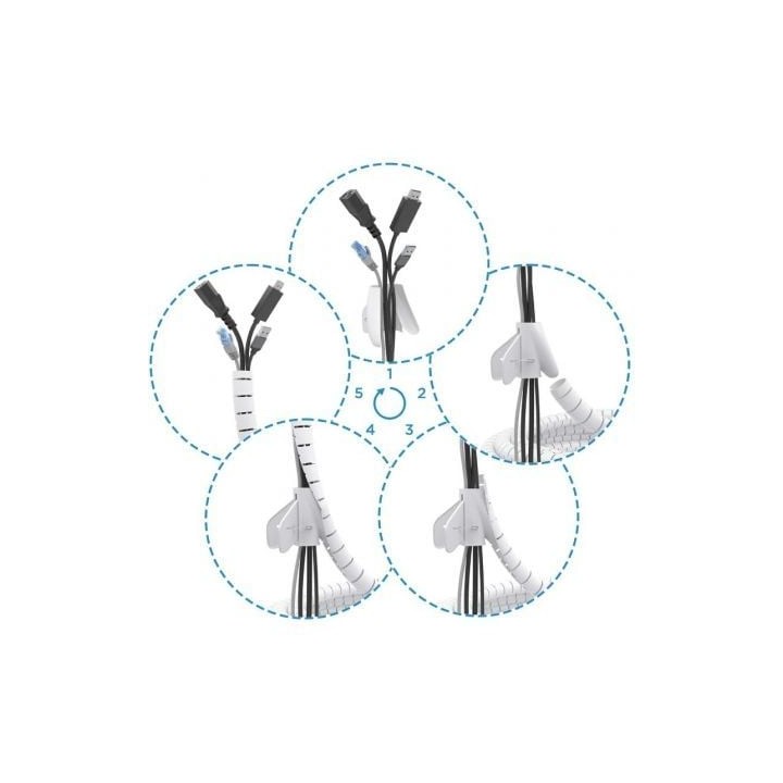 Organizador de cables AISENS A151-0918 2m blanco plástico alta resistencia hasta 25mm adaptador