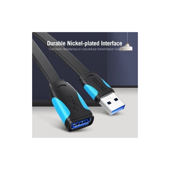 Cable USB 3.0 VENTION VAS-A13-B100 Alargador 1m 5Gbps Blindado Oro Azul/Negro