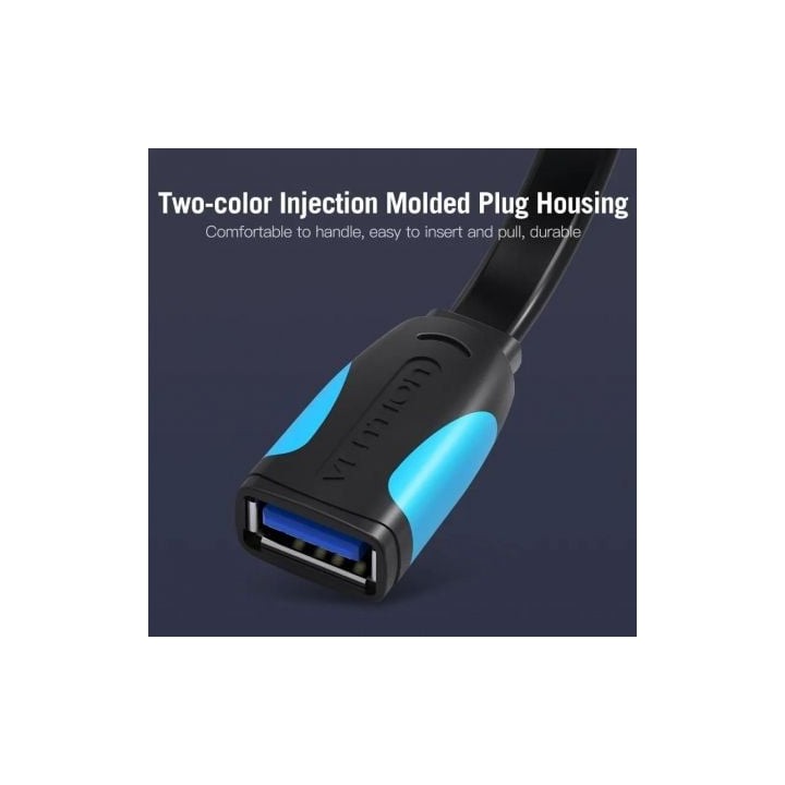 Cable USB 3.0 VENTION VAS-A13-B100 Alargador 1m 5Gbps Blindado Oro Azul/Negro