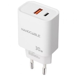 Cargador de pared Nanocable 10.10.2011 30W USB-C PD/USB-A QC compacto blanco