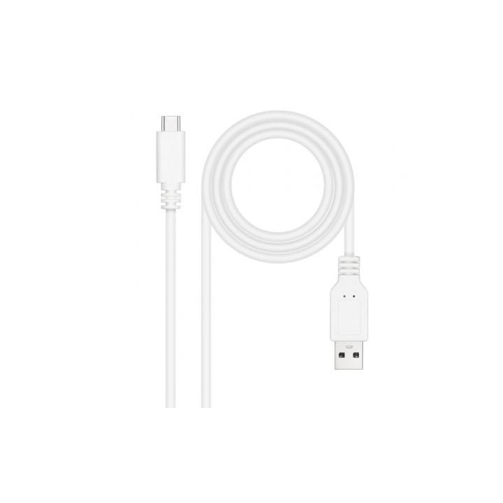 Cable Nanocable 10.01.2101-W USB-C a USB-A 1m 3A Blanco Certificación USB-IF Retail