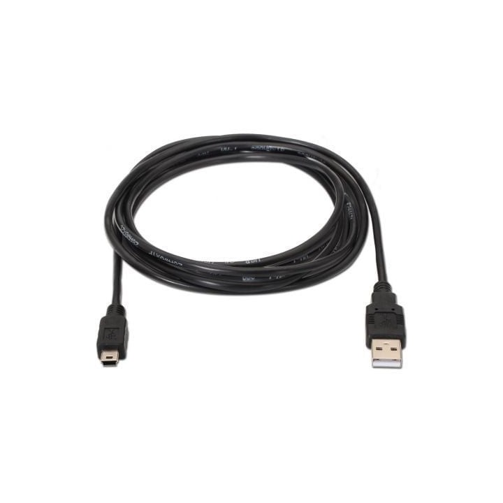 Cable USB 2.0 AISENS A101-0024 1m MiniUSB 5 pines Negro 60Mbps 2.5W