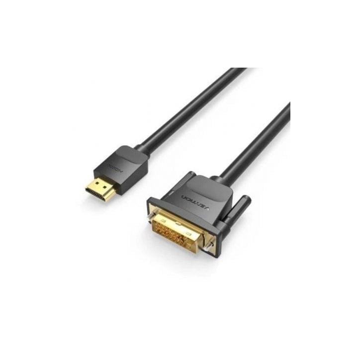 Cable Conversor Vention ABFBG DVI-D HDMI 1.5m Chapado en Oro Apantallado Negro