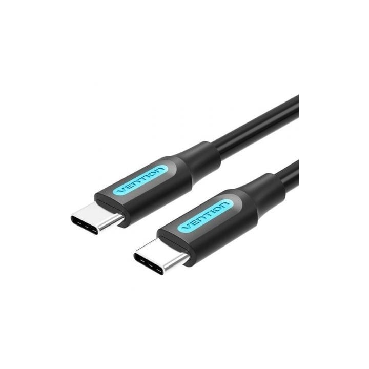 Cable USB-C Vention COSBD 60W/480Mbps 0.5m Negro PVC TPE