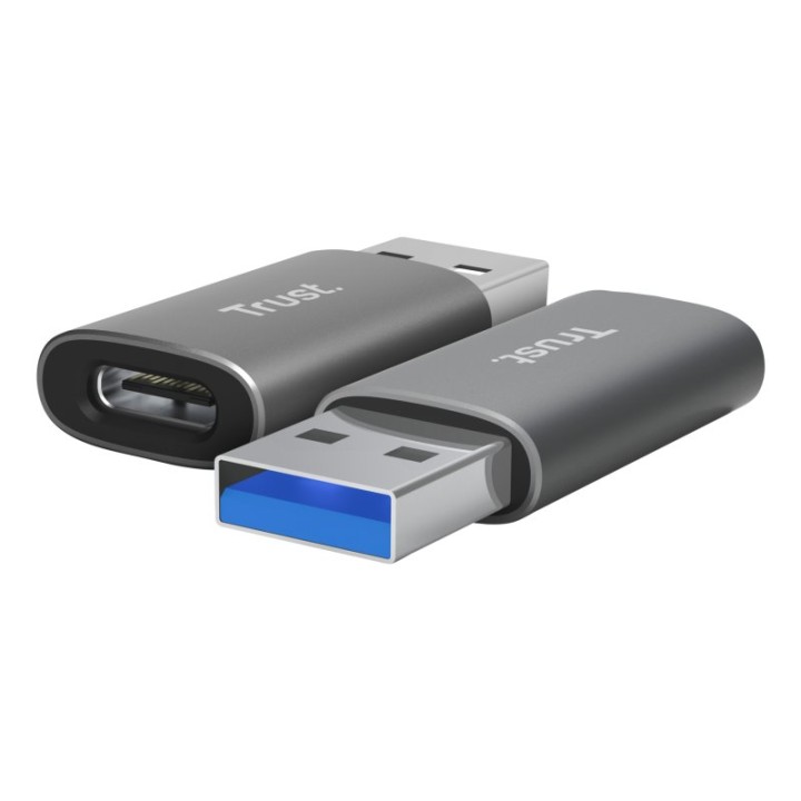 Adaptador USB Trust Calyx USB 3.2 Gen2 Tipo-C Hembra a USB-A Macho Gris 7g