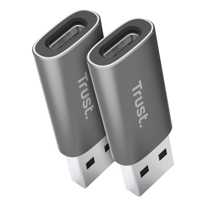 Adaptador USB Trust Calyx USB 3.2 Gen2 Tipo-C Hembra a USB-A Macho Gris 7g