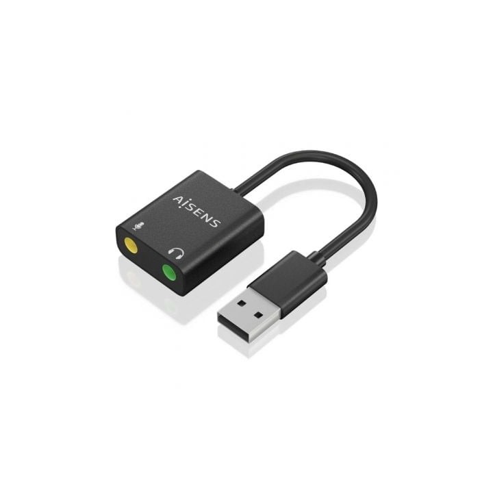 Tarjeta de Sonido AISENS A106-0769 USB-A Conversor a 2xJack 3.5mm 24bit 100dB Negra