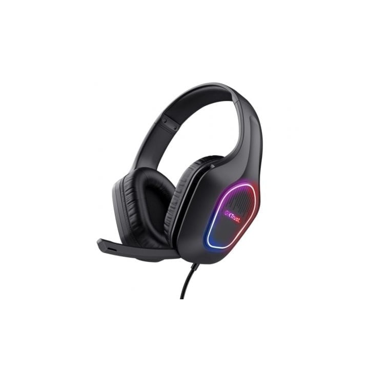 Auriculares Trust con cable 3.5mm/USB y micrófono para gaming con luces LED