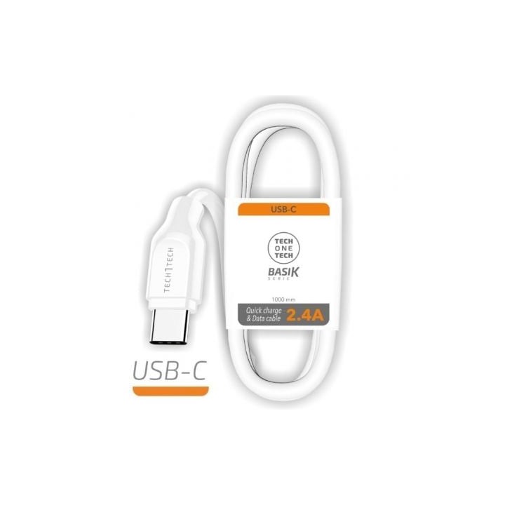 Cable USB Tech One Tech TEC2903 USB-C/A 1m 2.4A Reforzado Blanco