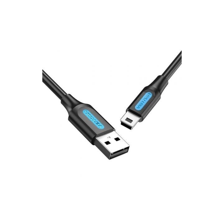 Cable USB Vention COMBF USB 2.0 A-Mini B 1m 480Mbps 10W Negro
