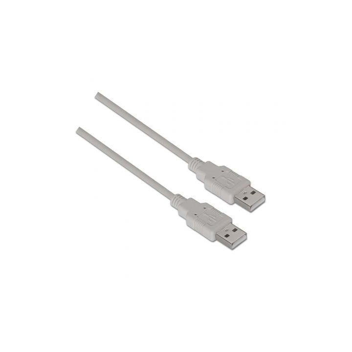 Cable USB AISENS A101-0022 USB 2.0 Tipo A Macho-Macho 2m 60Mbps Beige