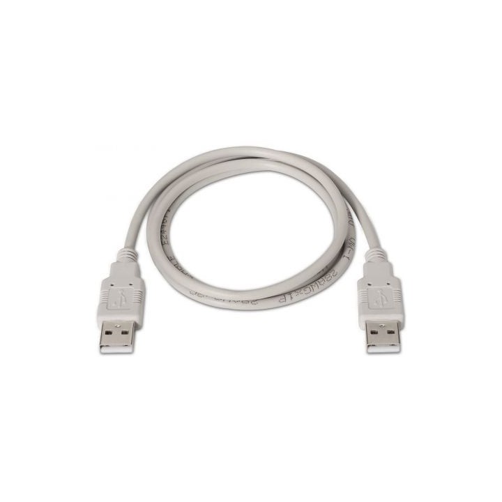 Cable USB AISENS A101-0022 USB 2.0 Tipo A Macho-Macho 2m 60Mbps Beige