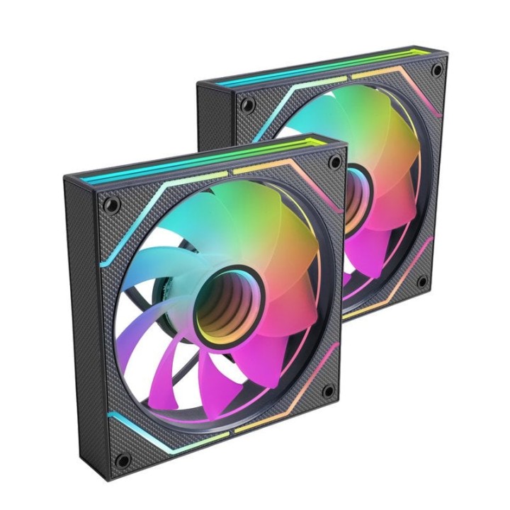 Mars Gaming MF-3DPROX2R Kit 2x Ventiladores ARGB 120mm Aspas Invertidas PWM FDB Negro