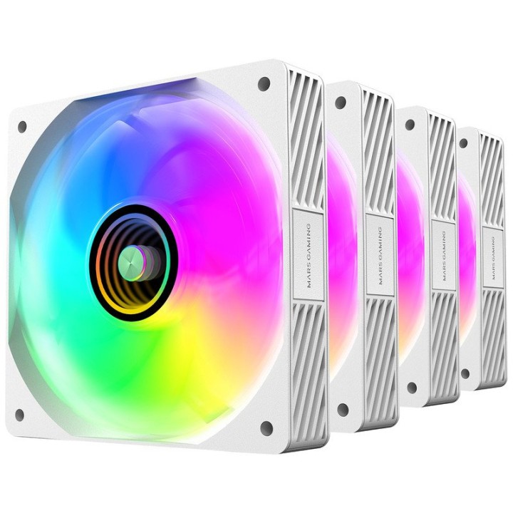 Mars Gaming MF-SI4KIT Kit 4x Ventiladores ARGB 120mm FDB Mando a Distancia y Hub Blanco