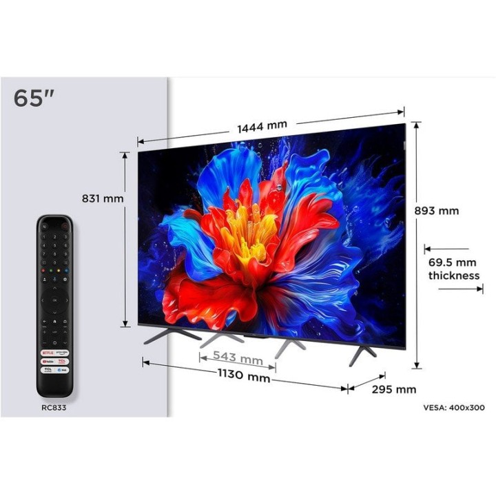 TCL QLED 65" 65P8K UltraHD 4K Sonido Onkyo Google TV