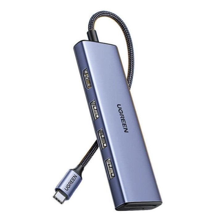Hub Ugreen CM511 20956A USB-C HDMI 4K 3x USB-A 3.0 Lector SD/TF Plata