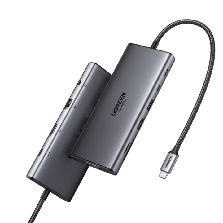 Hub Ugreen 11-en-1 USB-C 3xUSB-C 2xUSB-A HDMI VGA RJ45 SD TF 3.5mm Grey
