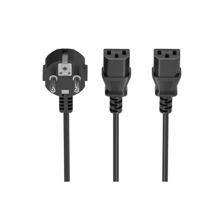 Cable CPU AISENS A132-0865 3m Schuko a 2xC13 H05-VV-F 0,75mm² Negro