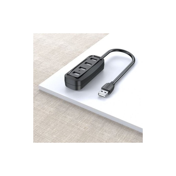 Hub VENTION 4 puertos 480 Mbps modelo VAS-J43-B015 15cm USB 2.0 ABS