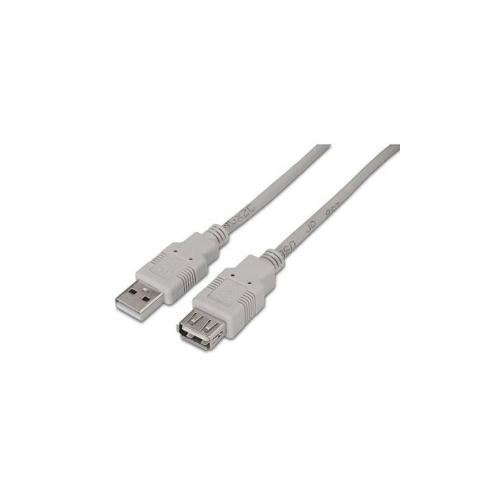 Cable USB 2.0 alargador AISENS A101-0013 1.8m hasta 2.5W 60Mbps Beige