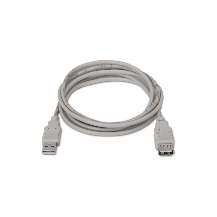 Cable USB 2.0 alargador AISENS A101-0013 1.8m hasta 2.5W 60Mbps Beige