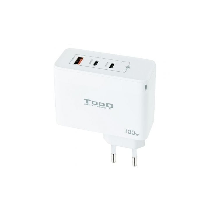 Cargador de Pared TOOQ TQWC-GANQC2PD100W 2xUSB-C 1xUSB-A GaN 100W Blanco
