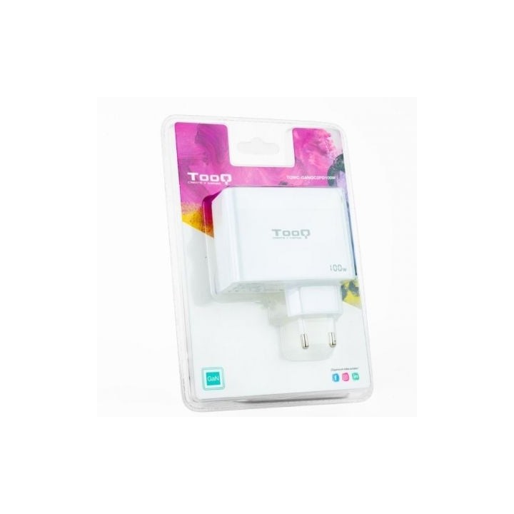 Cargador de Pared TOOQ TQWC-GANQC2PD100W 2xUSB-C 1xUSB-A GaN 100W Blanco