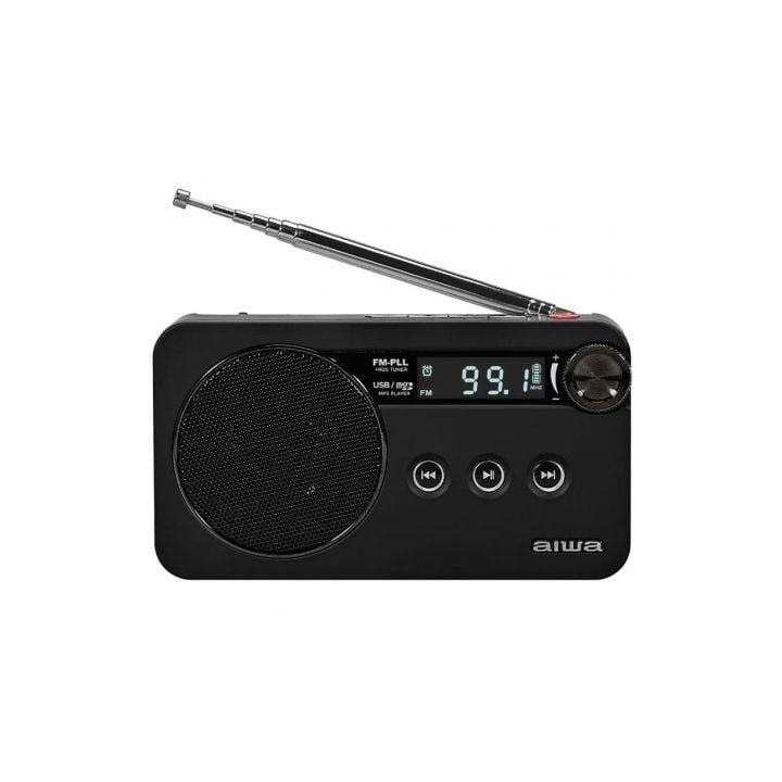 Radio portátil Aiwa RS-77PLLBK FM-PLL Batería recargable USB-C MP3 Micro-SD 64GB LED