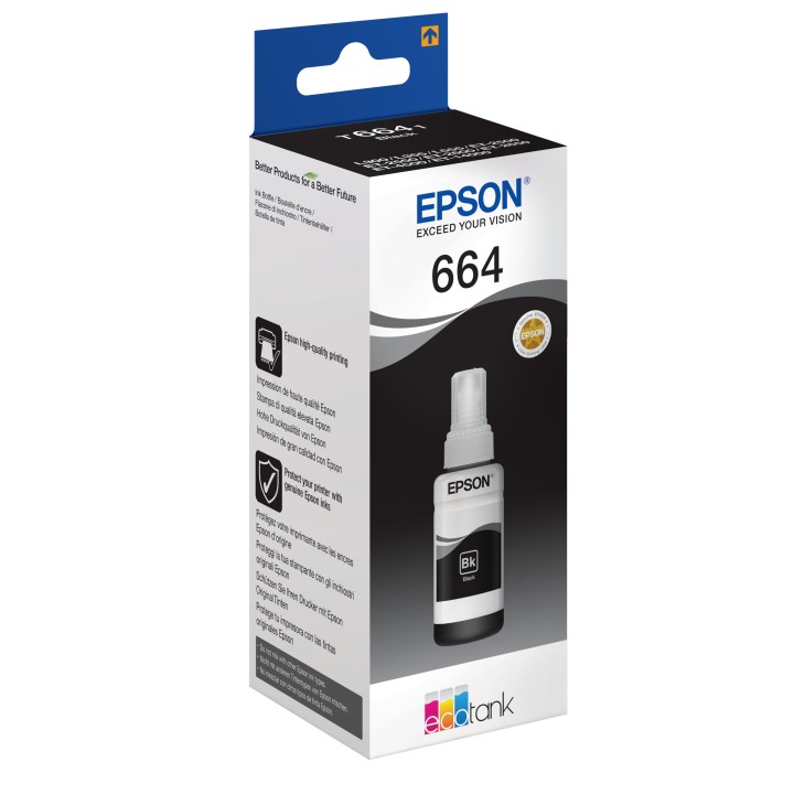 Botella Tinta Epson EcoTank 664 Negro 70ml (C13T664140)