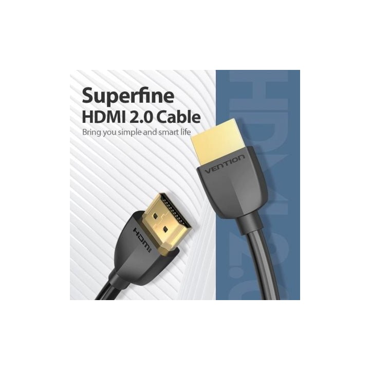 Cable HDMI Vention AAIBG 2.0 4K 1.5m Negro ultrafino HDR 18Gbps TMDS Gold