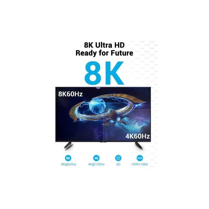 Cable HDMI Vention AANBF 2.1 8K 1m Negro HDR eARC Ultra Alta Velocidad
