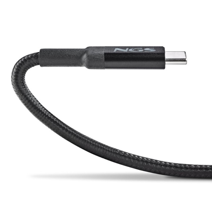 Cable NGS KNOT 65W-3 USB-C 3m Negro Carga Rápida 65W USB 2.0 Ultra Resistente
