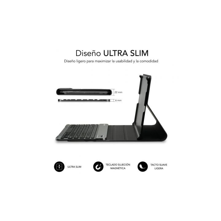 Funda teclado Bluetooth 5.2 QWERTY español Subblim Galaxy Tab A9+ 11″ multipunto, magnética, resistente