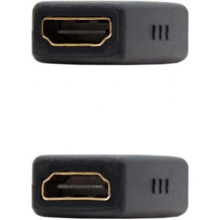 Adaptador HDMI Nanocable Hembra-Hembra Oro 24K 10,2Gbps WQXGA 120Hz Negro