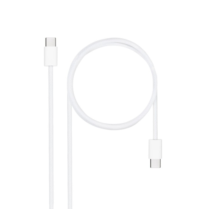 Cable USB-C Nanocable 10.01.6001-CO 60W 3A 1m Blanco Carga Rápida Algodón