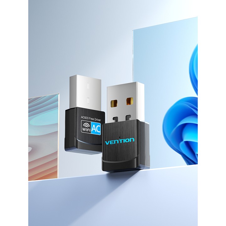 Tarjeta de Red Vention KDSB0 USB WLAN 433Mbps Inalámbrico Negro