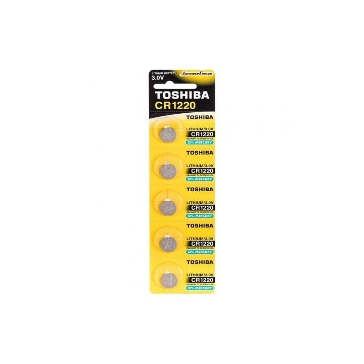 Pila de Botón TOSHIBA CR1220 3V Pack 5 Litio Dispositivos Electrónicos Compactos