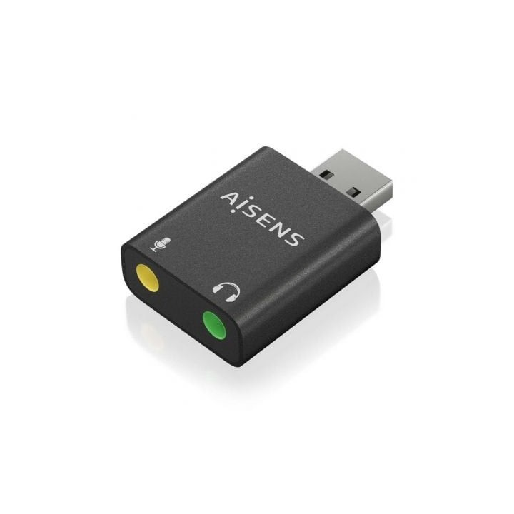 Tarjeta de Sonido AISENS A106-0768 USB-A Conversor Audio 16/24bit Plug&Play Negro