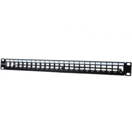 Patch Panel PHASAK PA 3424 24 Puertos Cat.6 1U Gestión de Cable Negro Rack 19″