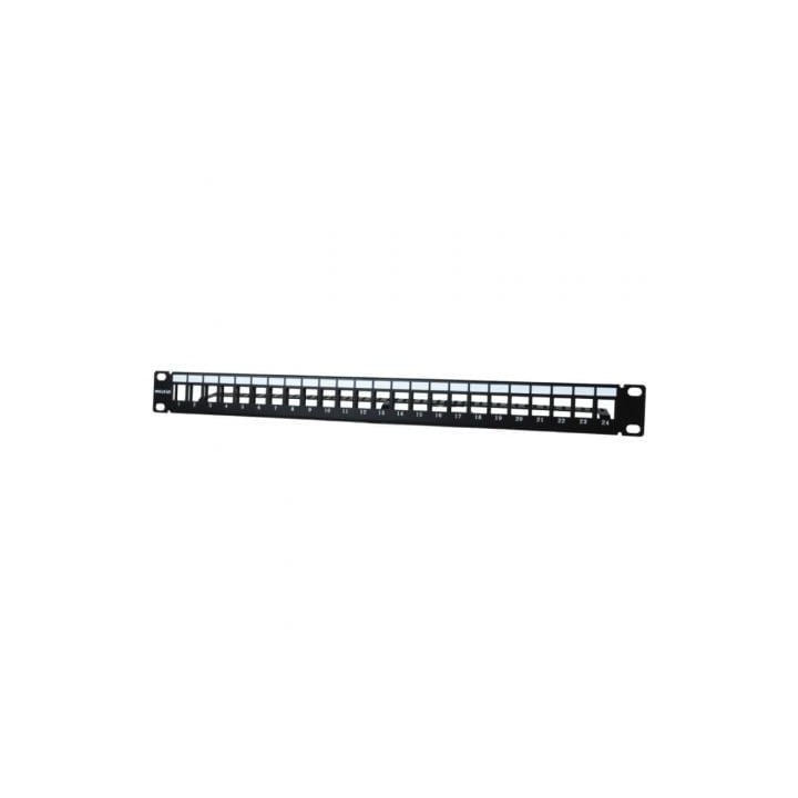 Patch Panel PHASAK PA 3424 24 Puertos Cat.6 1U Gestión de Cable Negro Rack 19″